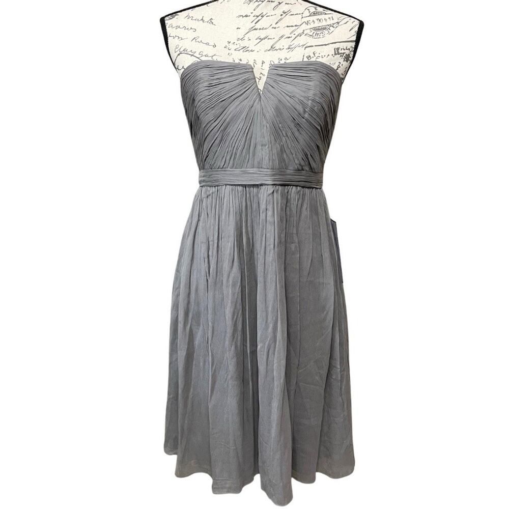 J.Crew Nadia Silk Chiffon Strapless Dress Size 6 Gray Weddings & Parties NEW
